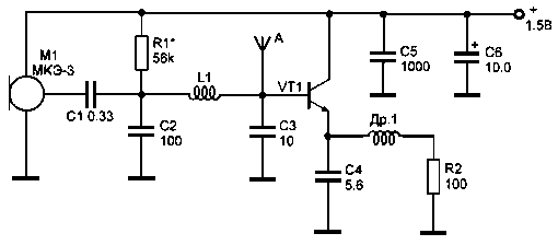 Микропередатчик с ЧМ на транзисторе
